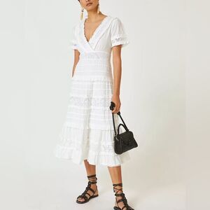 Love the Label White Ruffle Midi Dress Small